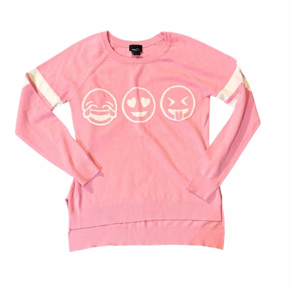 Rue 21 Pink Emoji Sweater Sz M